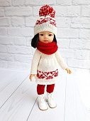 Теплая одежда для куклы Paola Reina бело-красный наряд, 32 см